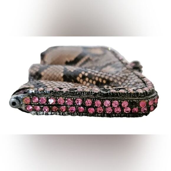 CLARA KASAVINA python‎ pink crystal clutch pochette bag Vintage - Picture 8 of 12